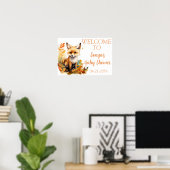 Woodland Fox Schattige Baby shower Bloemen Welkom Poster (Thuiskantoor)