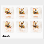Woodland Fox Schattige Baby shower Gunsten Vierkante Sticker (Vel)
