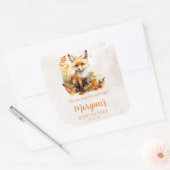 Woodland Fox Schattige Baby shower Gunsten Vierkante Sticker (Envelop)