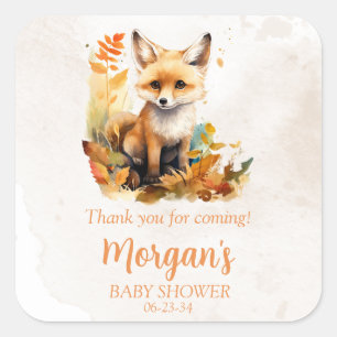 Woodland Fox Schattige Baby shower Gunsten Vierkante Sticker