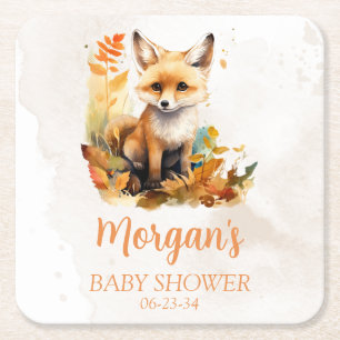 Woodland Fox Schattige Baby shower Kartonnen Onderzetters