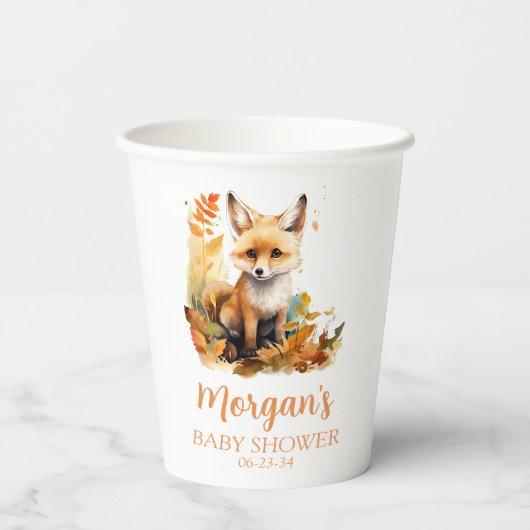 Woodland Fox Schattige Baby shower Papieren Bekers (Achterkant)