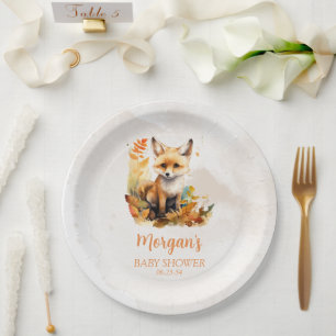 Woodland Fox Schattige Baby shower Papieren Bordje