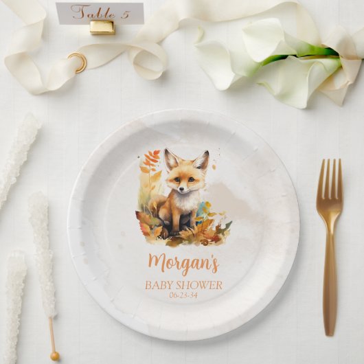 Woodland Fox Schattige Baby shower Papieren Bordje (Huwelijk)