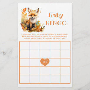 Woodland Fox Schattige BINGO Baby shower spel