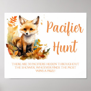 Woodland Fox Schattige Fopspeen Hunt Baby shower S Poster