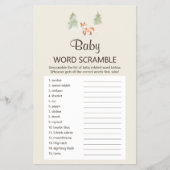 Woodland Fox Shower Baby Word Scramble Game Flyer (Voorkant)