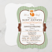 Woodland Fox; Sinaasappel, Sage, bruin Baby shower Kaart (Voorkant / Achterkant)
