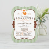 Woodland Fox; Sinaasappel, Sage, bruin Baby shower Kaart (Staand voorkant)