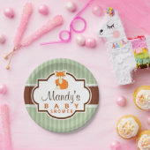 Woodland Fox; Sinaasappel, Sage, bruin Baby shower Papieren Bordje (Feest)