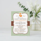 Woodland Fox; Sinaasappel, Sage, bruin Baby shower Uitnodiging Briefkaart (Staand voorkant)