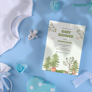 Woodland Fox Sleep Baby shower Kaart