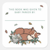 Woodland Fox Storybook Baby Bookplates Vierkante Sticker (Voorkant)