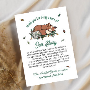 Woodland Fox Storybook Baby shower Bedankt Kaart