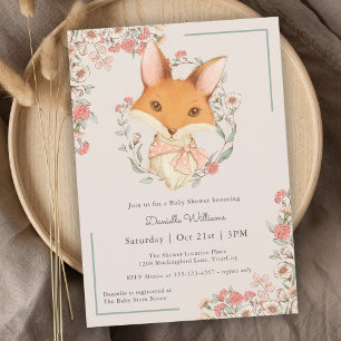 Woodland Fox Storybook Baby shower voor meisje Kaart