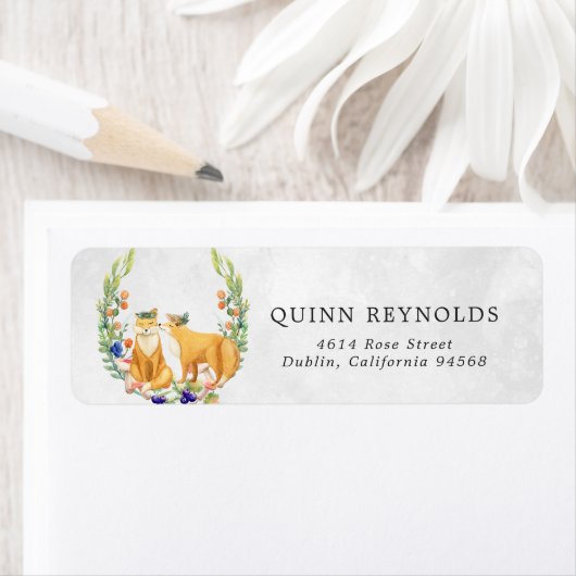 Woodland Fox | Teruggaveadreslabel Forest Baby Etiket (Insitu)