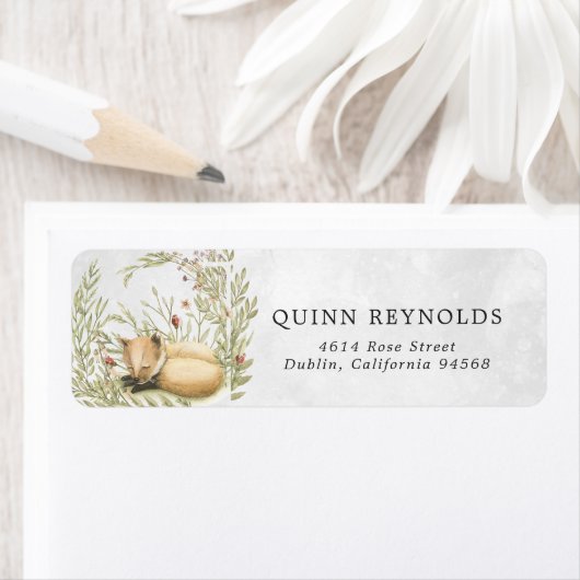 Woodland Fox | Teruggaveadreslabel Forest Baby Etiket (Insitu)