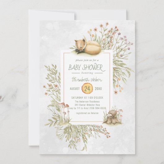 Woodland Fox | Uitnodiging voor bos-babyshower (Voorkant)