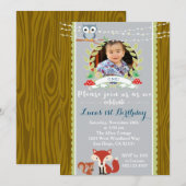 Woodland Fox verjaardagsfeestje uitnodiging (Voorkant / Achterkant)