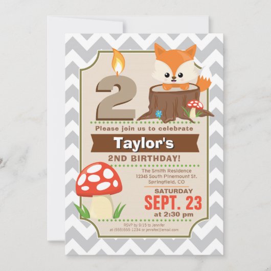 Woodland Fox verjaardagsuitnodiging Kaart (Voorkant)