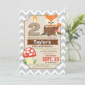 Woodland Fox verjaardagsuitnodiging Kaart (Staand voorkant)