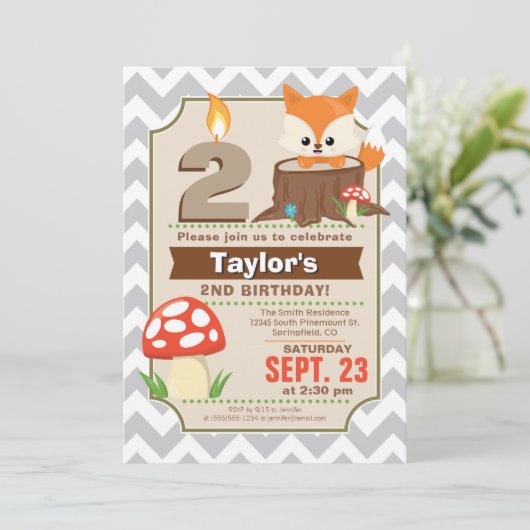 Woodland Fox verjaardagsuitnodiging Kaart (Staand voorkant)