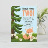 Woodland Fox verjaardagsuitnodiging Kaart (Staand voorkant)