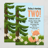 Woodland Fox verjaardagsuitnodiging Kaart (Voorkant / Achterkant)