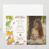 Woodland Fox verjaardagsuitnodiging met foto Kaart (Voorkant / Achterkant)