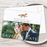 Woodland Fox Wedding Save the Date Photo Aankondigingskaart<br><div class="desc">Moderne waterverf vossen bruiloft,  behalve het date briefkaart. Voeg uw favoriete foto toe en al tekst is een formaat van de sjabloon.</div>