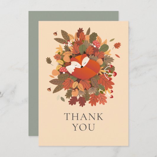 Woodland Fox welp dank u Bedankkaart (Voorkant / Achterkant)