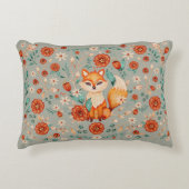 Woodland Fox Whimsical Floral Waterverf Accent Kussen (Voorkant)