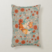 Woodland Fox Whimsical Floral Waterverf Accent Kussen (Voorkant(Verticaal))