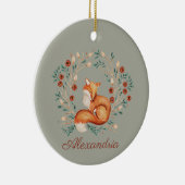 Woodland Fox Whimsical Waterverf met aangepaste na Keramisch Ornament (Rechts)