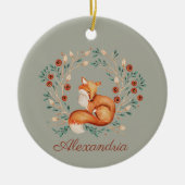 Woodland Fox Whimsical Waterverf met aangepaste na Keramisch Ornament (Voorkant)