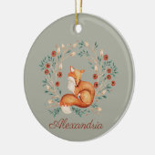 Woodland Fox Whimsical Waterverf met aangepaste na Keramisch Ornament (Links)