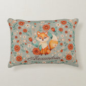 Woodland Fox Whimsical Waterverf naam kwekerij Accent Kussen (Voorkant)