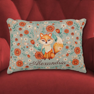 Woodland Fox Whimsical Waterverf naam kwekerij Accent Kussen