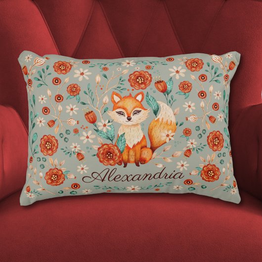 Woodland Fox Whimsical Waterverf naam kwekerij Accent Kussen