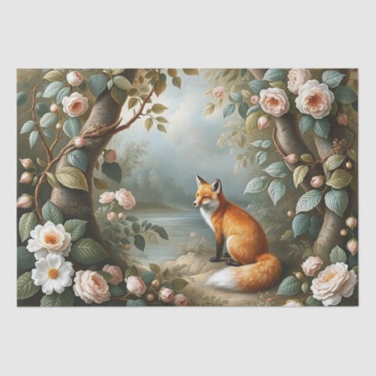Woodland Fox with Botanical Details Tissuepapier (Voorkant)