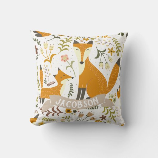 Woodland Foxes Custom Name Pillow Kussen (Voorkant)