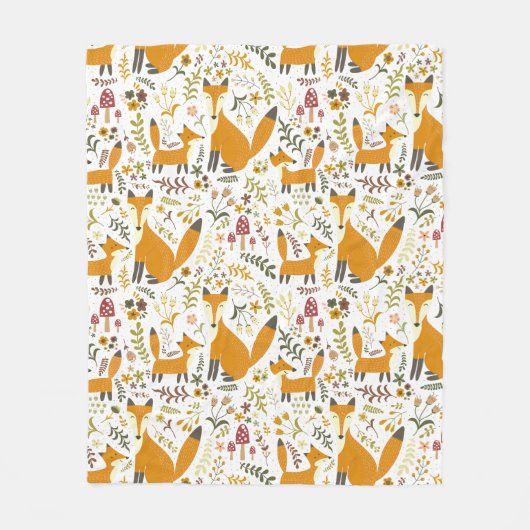 Woodland Foxes Fleece Deken (Voorkant)
