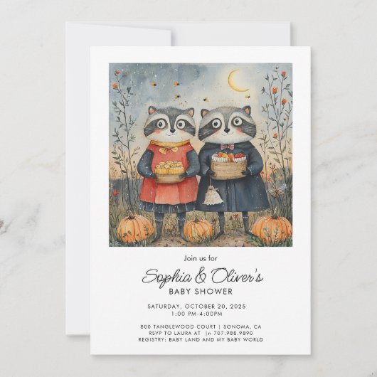 Woodland Foxes Herfst Baby shower Kaart (Voorkant)