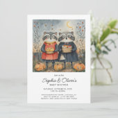 Woodland Foxes Herfst Baby shower Kaart (Staand voorkant)