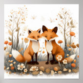Woodland Foxes Kinder kamer kinderkamer Decor Post Poster (Voorkant)