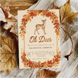 woodland frame flower deer baby shower kaart