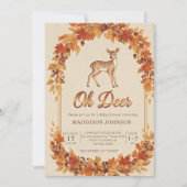 woodland frame flower deer baby shower kaart (Voorkant)