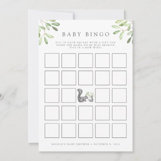 Woodland Friends Baby shower Bingo Game Kaart (Voorkant)