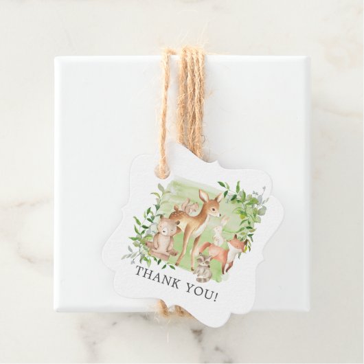 Woodland Friends Baby shower Favor Gift Label (In situ)
