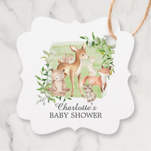 Woodland Friends Baby shower Favor Gift Label (Achterkant)